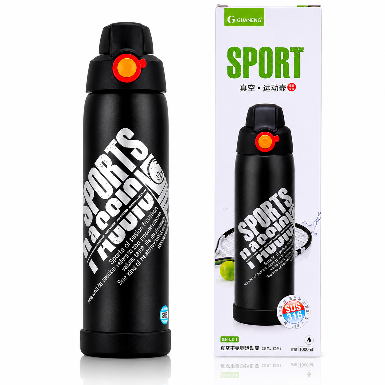 Double Wall Vacuum Insulated Stainless Steel Sports Flask BPA Free Thermos Travel Water Bottle Sipper,Hot and Cold Leak-Proof Portable Travel Tea Coffee Vacuum Thermos Cup-Blue