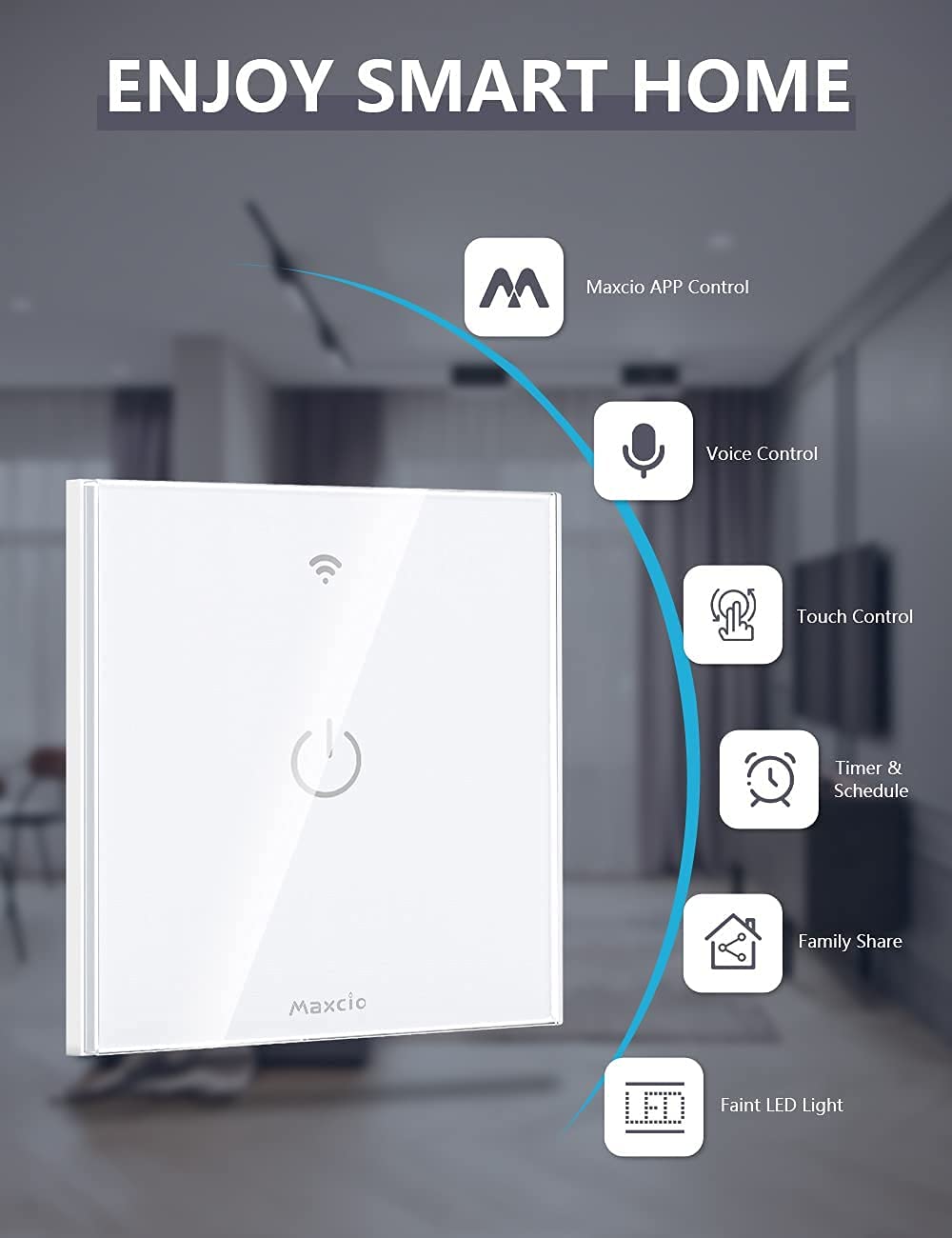 Smart Light Switch, Maxcio Smart Wall Light Switch 1 Gang 1Way, Works with Alexa Home, Smartlife APP Control, Timer/Schedule【Neutral Wire Required】