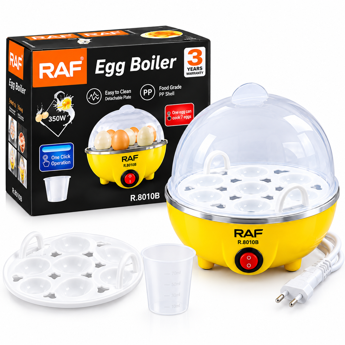 RAF egg boiler Household 350W Automatic Rapid Time Adjustable Electric Egg Boiler cook 7 eggs