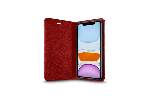 LUCRIN Wallet Case for iPhone 11 Red -  Pebbled Leather