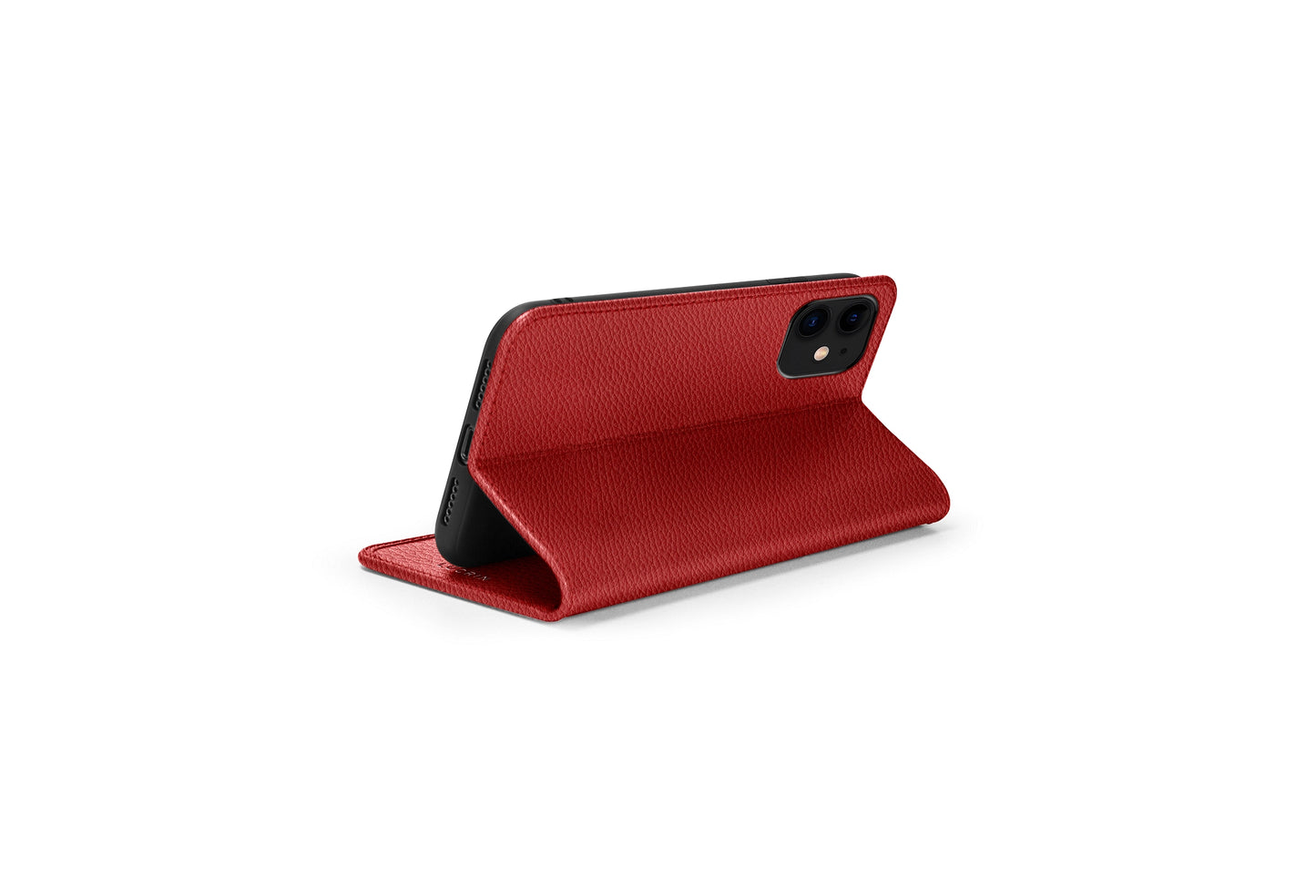 LUCRIN Wallet Case for iPhone 11 Red -  Pebbled Leather