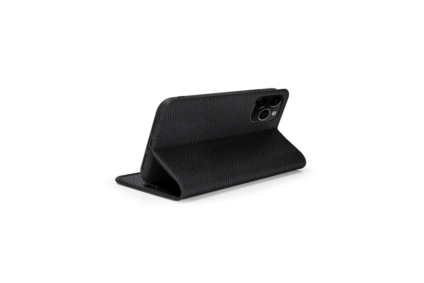 LUCRIN Wallet Case for iPhone 11 Pro Black -  Pebbled Leather