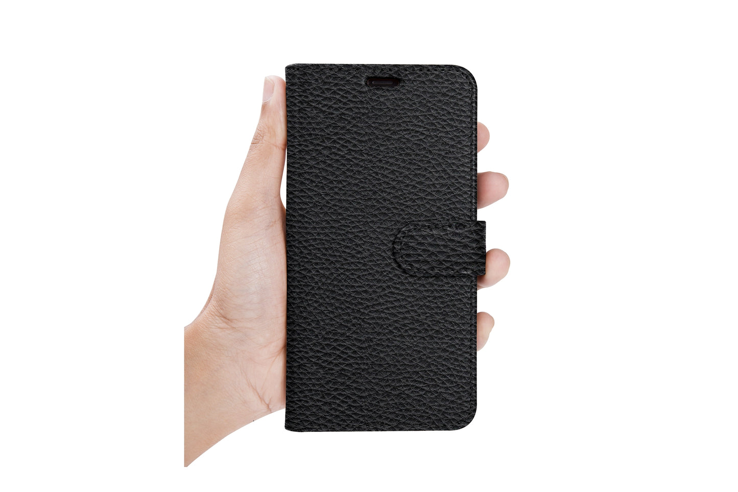 LUCRIN Wallet Case for iPhone 11 Pro Black -  Pebbled Leather