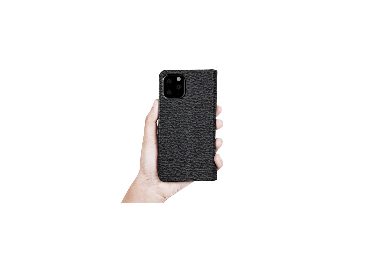 LUCRIN Wallet Case for iPhone 11 Pro Black -  Pebbled Leather