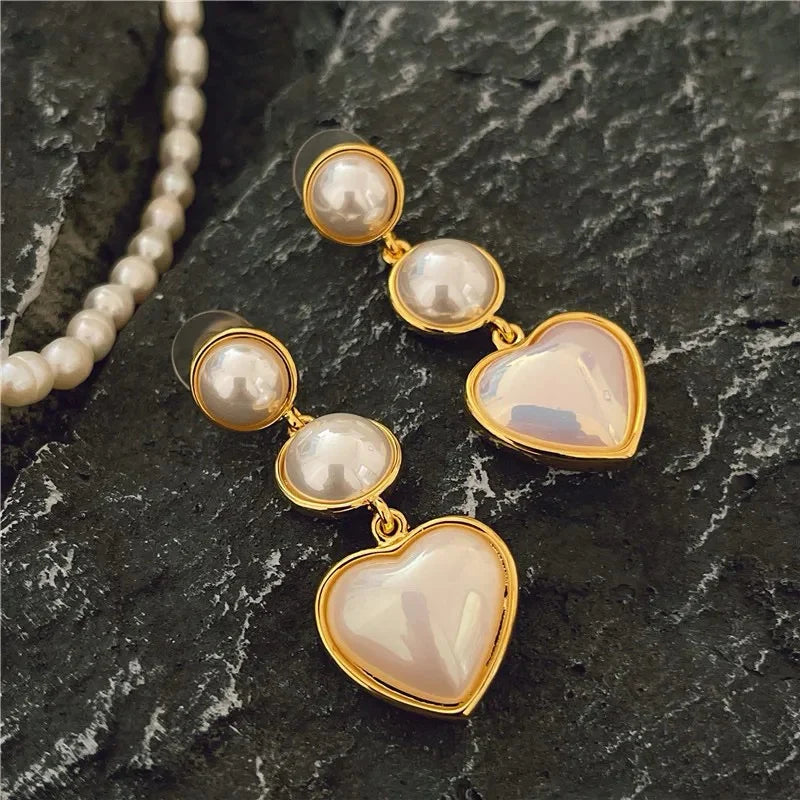 Lustrous Heart Pearl Drops