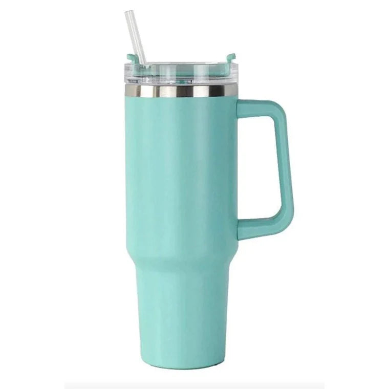Tumbler with Handle and Straw Lid| Insulated Cup Reusable Stainless Steel Travel Mug Cup Holder Friendly | Gifts-Women,Men| Iced Coffee Hot and Cold Tea 1200ml
