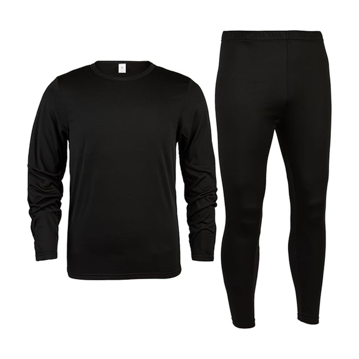 Polar Extreme Heat Men's Brushed Thermal Base Layer 2 Piece Set – Black Long Sleeve Top & Long Johns Bottom | Warm Fleece Lined Winter Thermal Underwear for Cold Weather, Skiing, Hiking & Outdoor – Size M