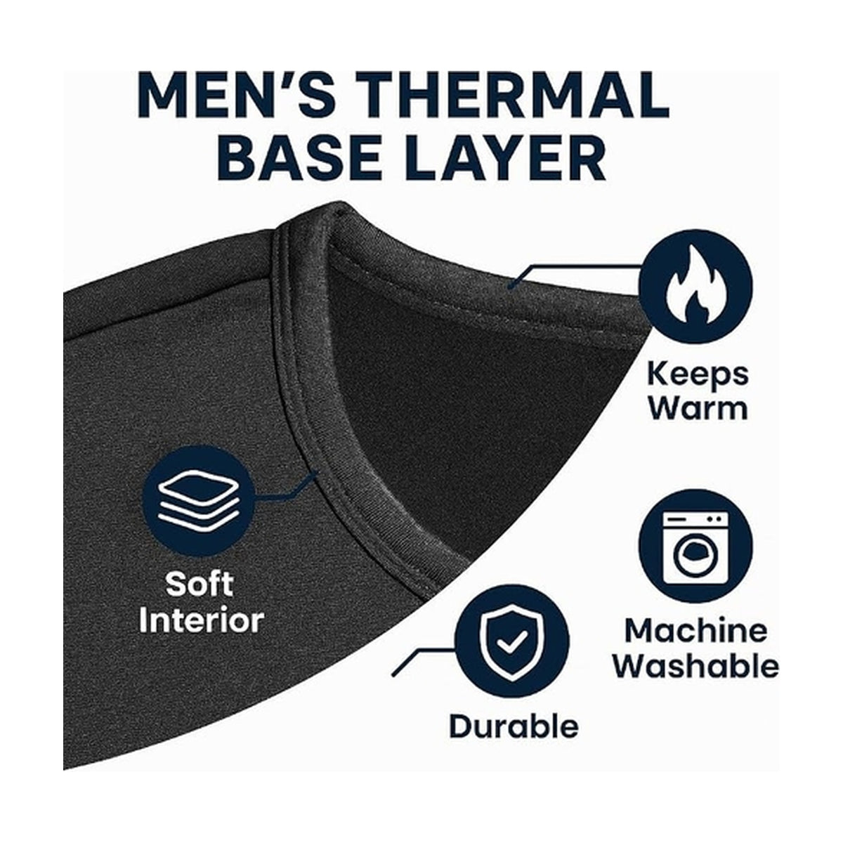 Polar Extreme Heat Men's Brushed Thermal Base Layer 2 Piece Set – Black Long Sleeve Top & Long Johns Bottom | Warm Fleece Lined Winter Thermal Underwear for Cold Weather, Skiing, Hiking & Outdoor – Size M
