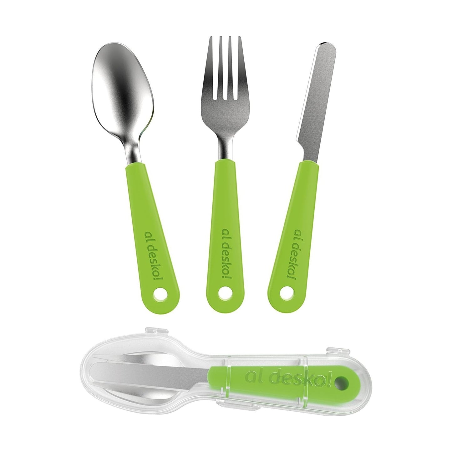 Stainless Steel 3-Piece Cutlery Set with Protective Case for Work, Travel, Lunch Boxes and Camping (Knife / Fork / Spoon)