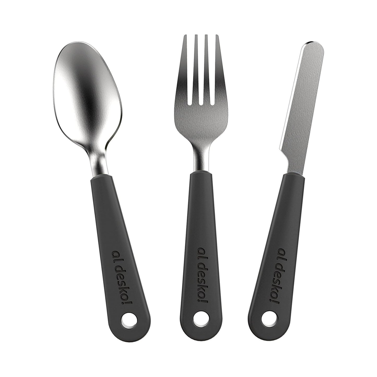 Stainless Steel 3-Piece Cutlery Set with Protective Case for Work, Travel, Lunch Boxes and Camping (Knife / Fork / Spoon)