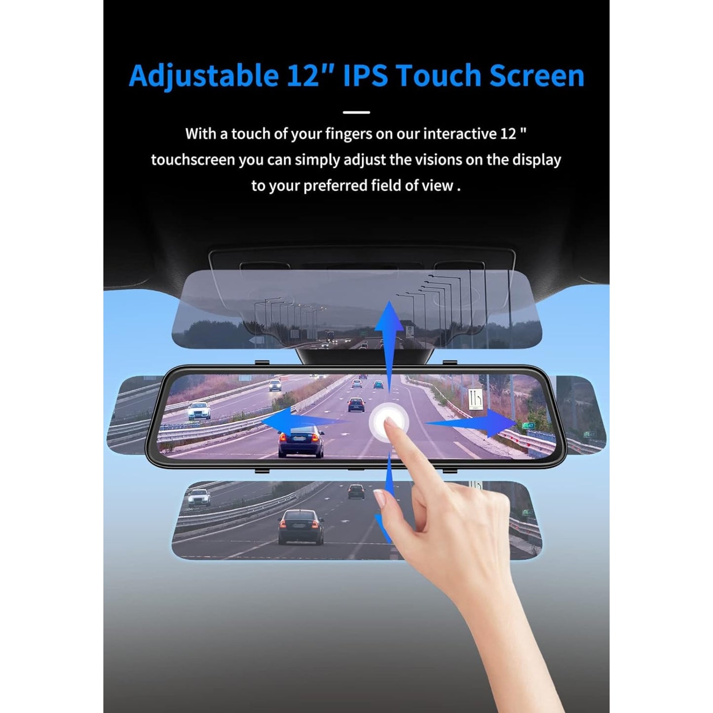 JOMISE K17 4K 12" Rear View Mirror Camera, Mirror Dash Cam Front and Rear, 2160P Full HD Rearview Mirror, Waterproof Backup WDR Camera,Night Vision, Parking Assist,Speed Alert,Free 32GB Card & GPS