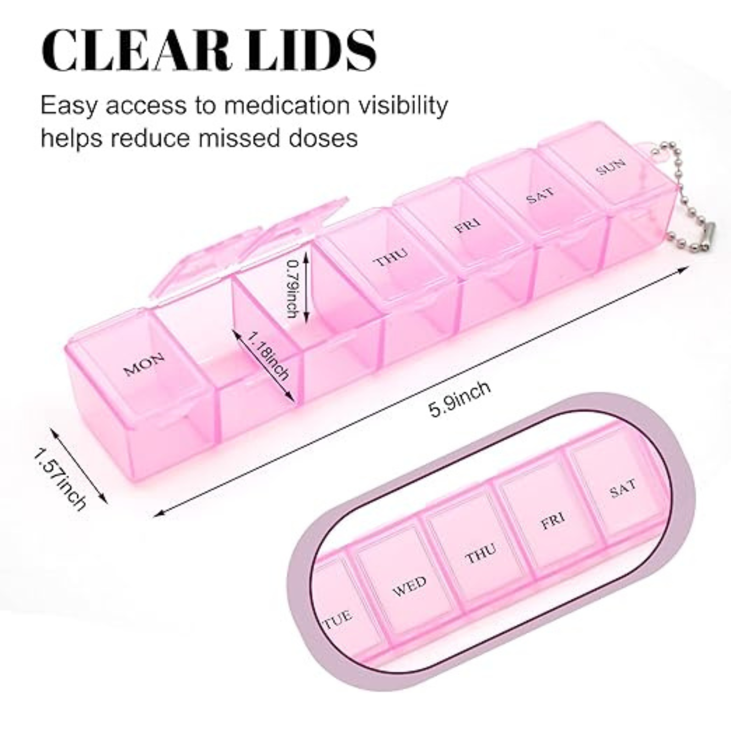 Pill Box Organizer, Once Every 7 Days, Weekly Drug Storage Box, Portable Daily Pill Box Suitable for Travel, Business Trips, and Offices.