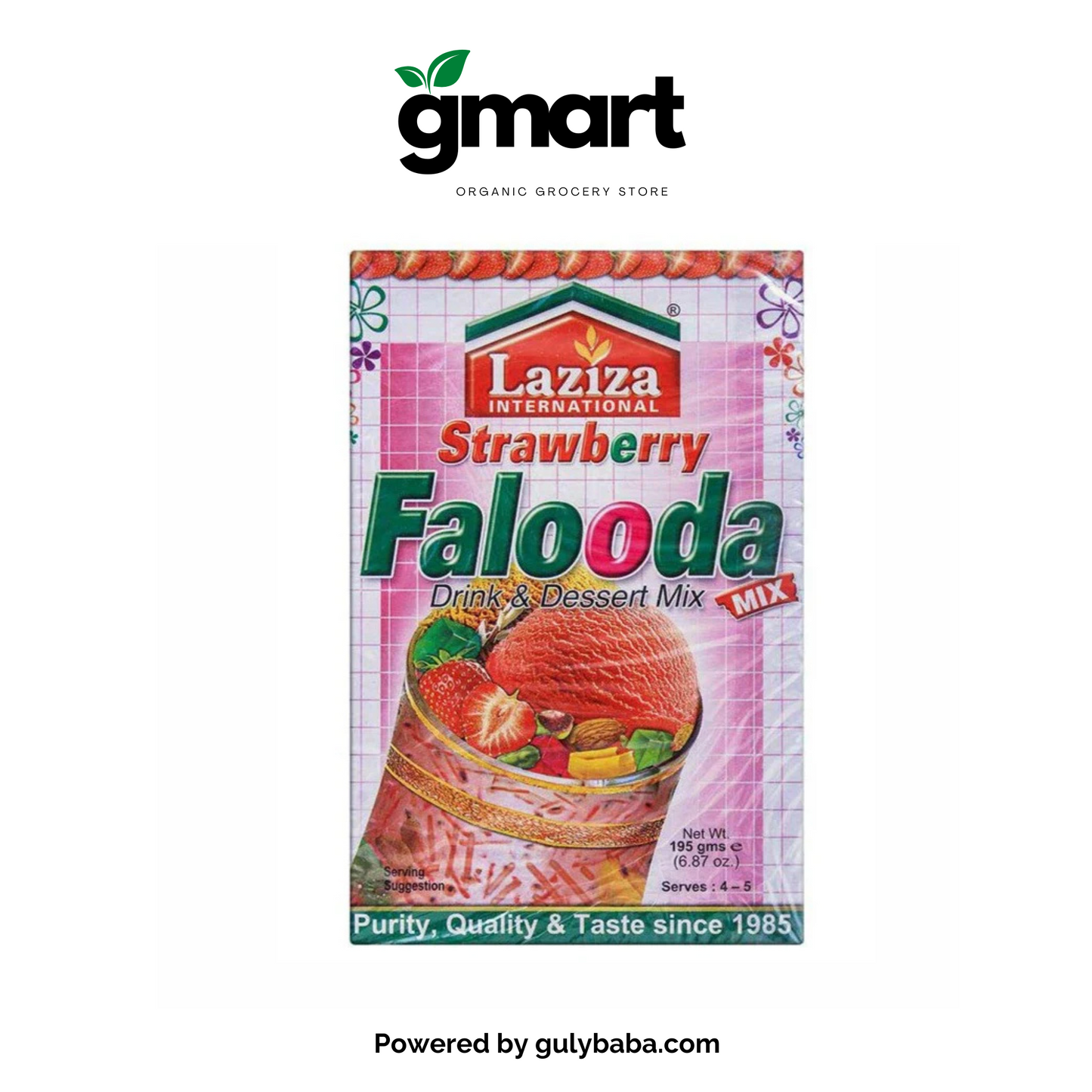 Laziza Strawberry Falooda Drink & Dessert Mix 195 gm