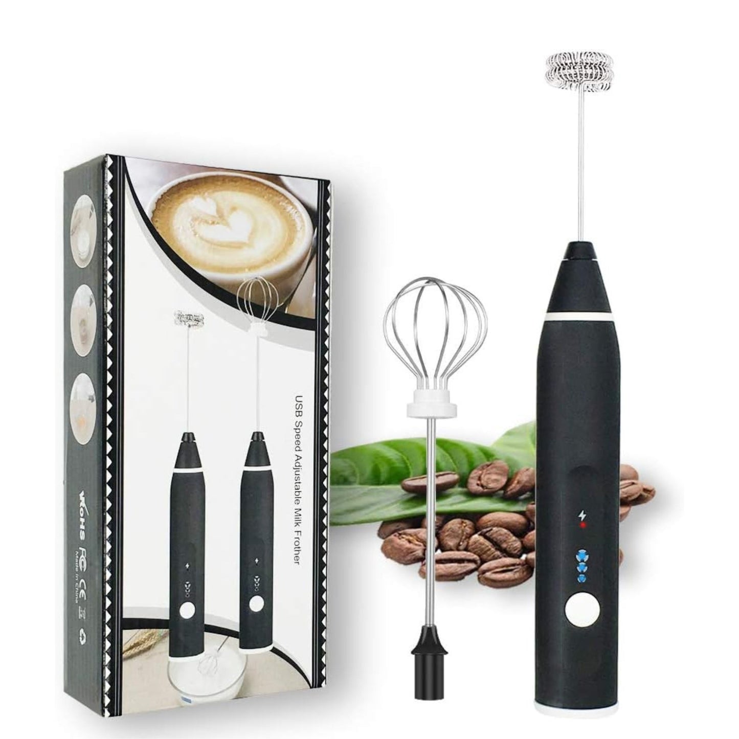Rechargeable Coffee Beater Foam Maker with Double Whisk, Upgraded 3 Speeds Frother Handheld for Milk Coffee, Latte, Matcha - Gulybaba - Genuine products online Marketplace in Pakistan