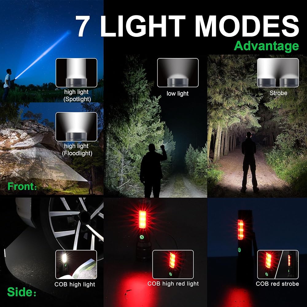 Rechargeable Flashlight High Lumens with USB Cable,Small Pocket Bright Led Tactical Flashlights Powerful with 7 Modes & Waterproof,Emergency Handheld Flash Light for Home and Camping - Gulybaba - Genuine products online Marketplace in Pakistan