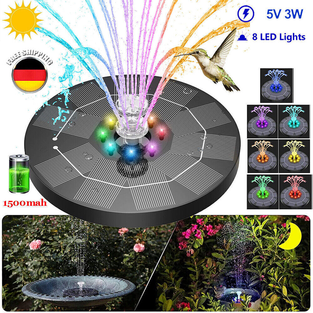 RGB Solar LED Light Mini Water Fountain, 1500mah Battery, Pool Pond Waterfall Fountain, Garden Outdoor Decoration Bird Bath Solar Powered Floating Water Fountain Lighting Products