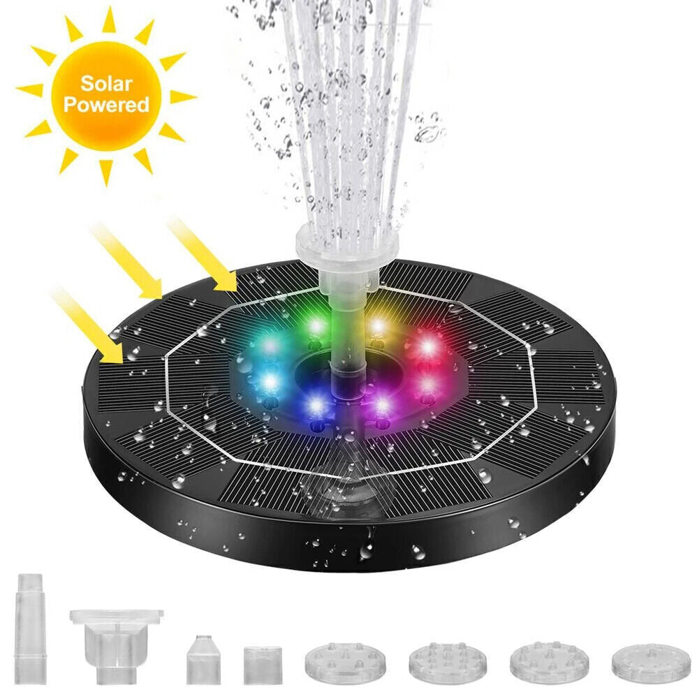 RGB Solar LED Light Mini Water Fountain, 1500mah Battery, Pool Pond Waterfall Fountain, Garden Outdoor Decoration Bird Bath Solar Powered Floating Water Fountain Lighting Products