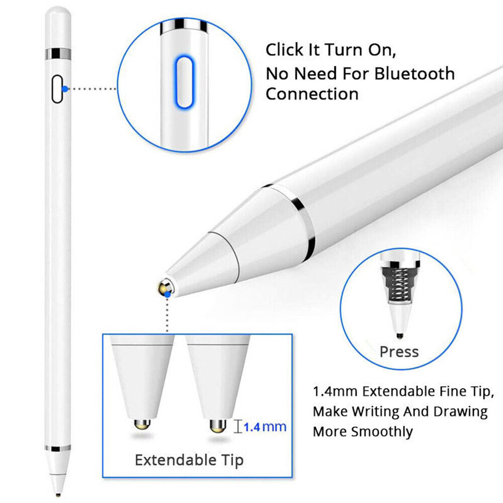 Active Stylus Pen Compatible for Window, iOS & Android Touch Screen, Tablet Mobile Draw & Write Stylus Pencil Pen for Apple iPad 6th/7th/8th/Mini 5th/Pro 11&12.9/Air 3rd Gen