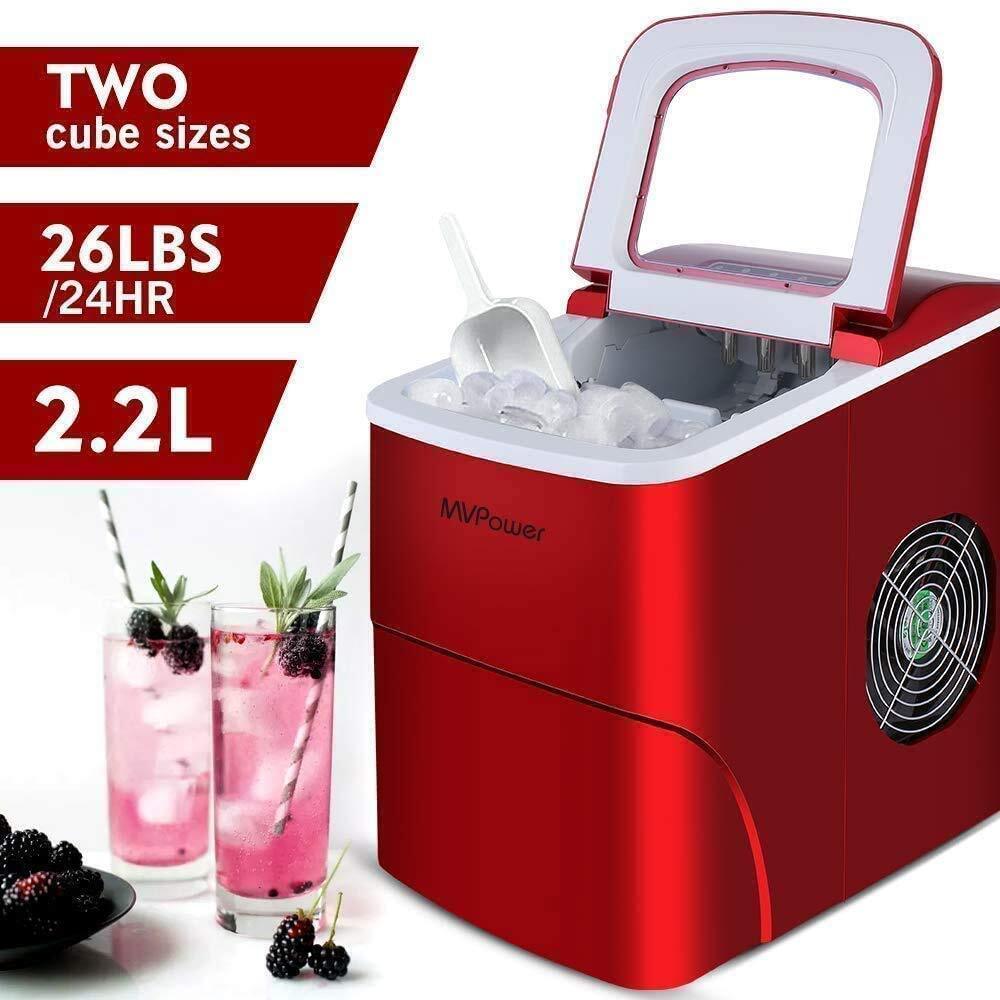 Electactic Ice Maker Machine for Countertop, 26Lbs/24H Portable Electric Ice Makers, Compact Ice Cube Maker with Ice Scoop and Basket 9 Cubes Ready in 6-8 Minutes,Ice Making Machine for Home