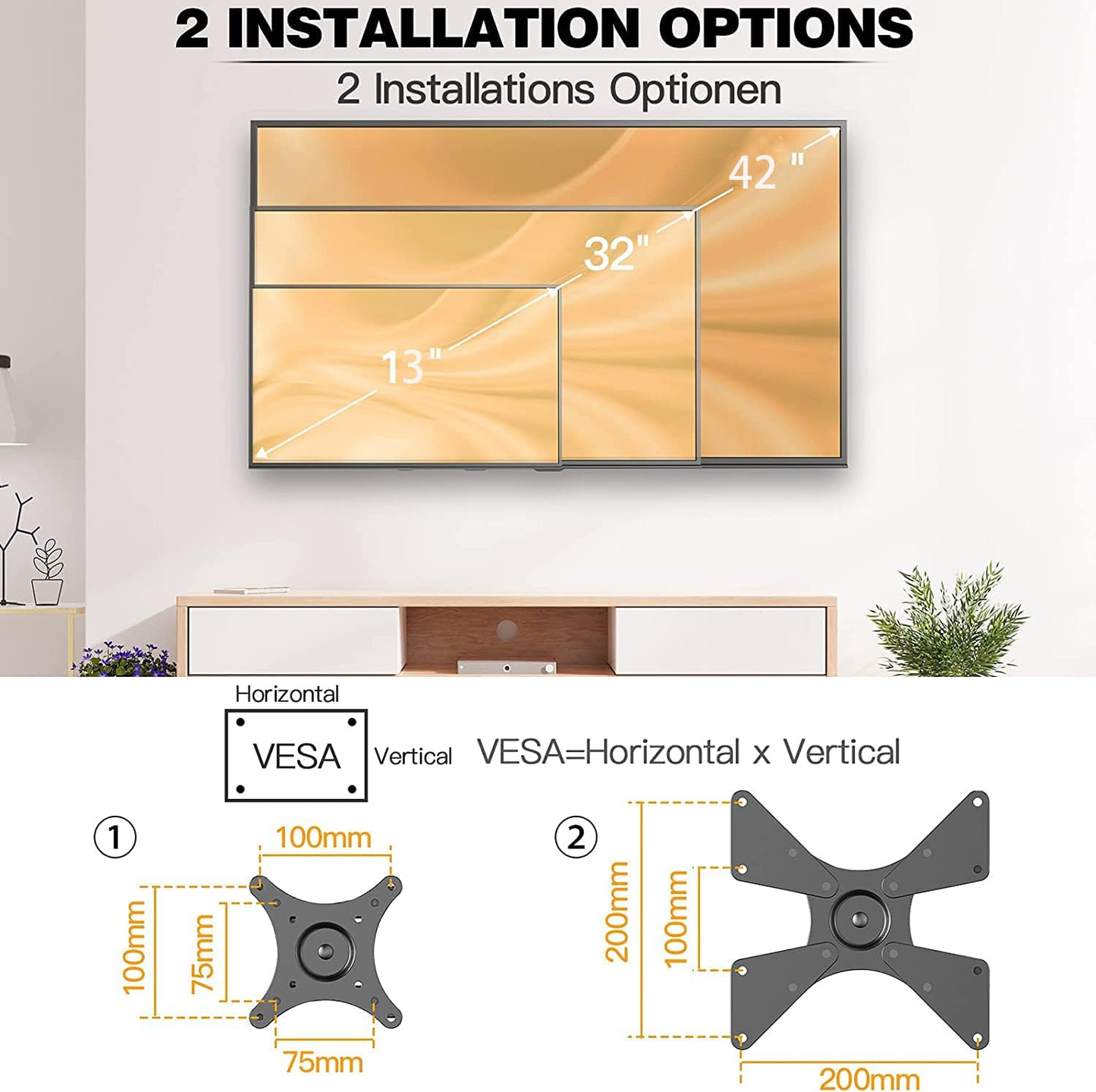 Perlegear UK PGSF1-U FULL MOTION TV WALL MOUNT FOR 13" TO 42" TVS TV Wall Bracket for Most up to 20Kg, Full Motion TV Wall Mount Sw