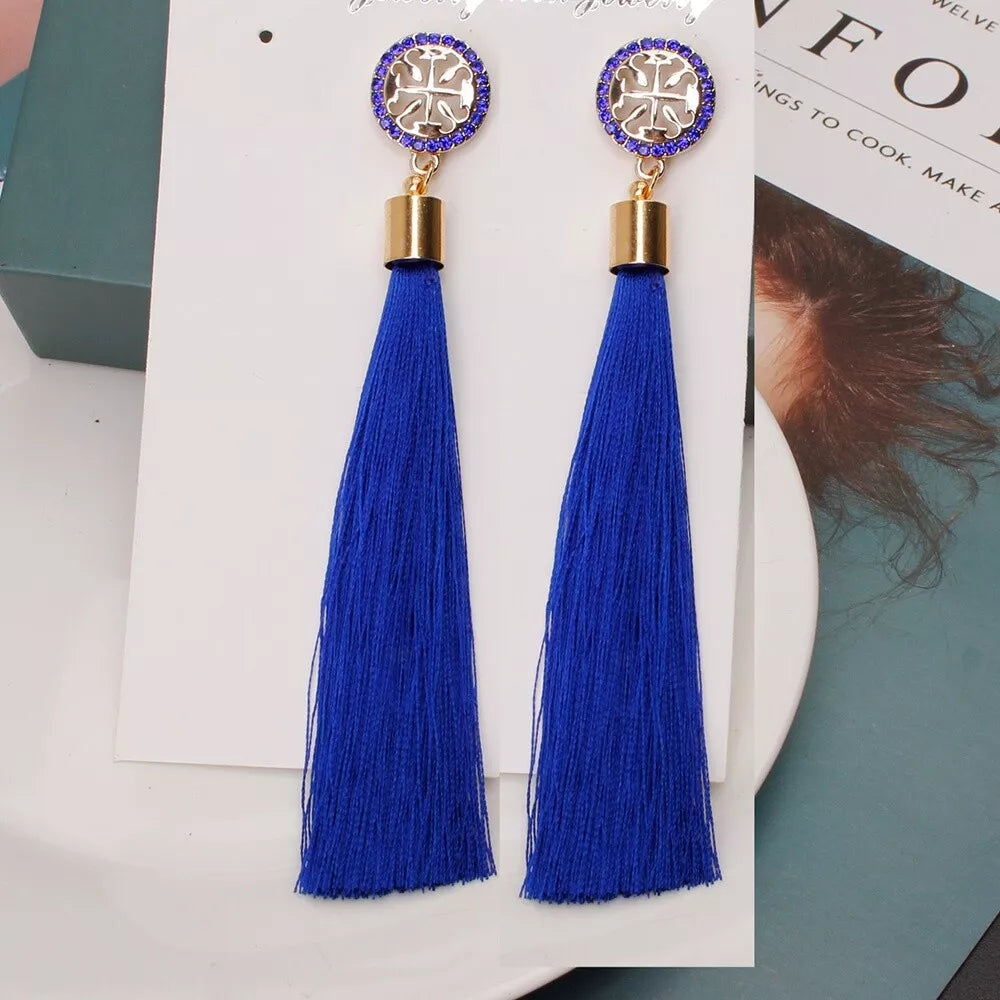 Charm Girls Long Tassel Drop Earrings Handmade Bohemia Tassel Earrings for Women