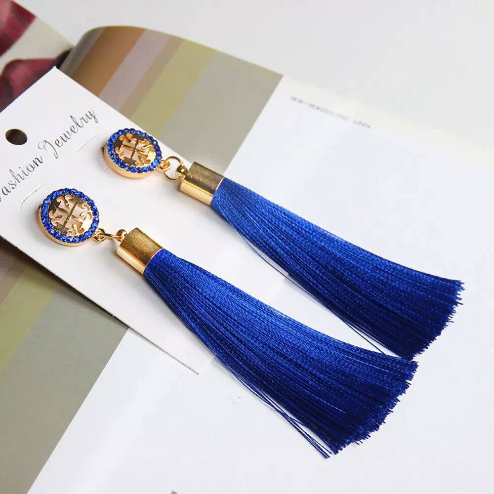 Charm Girls Long Tassel Drop Earrings Handmade Bohemia Tassel Earrings for Women