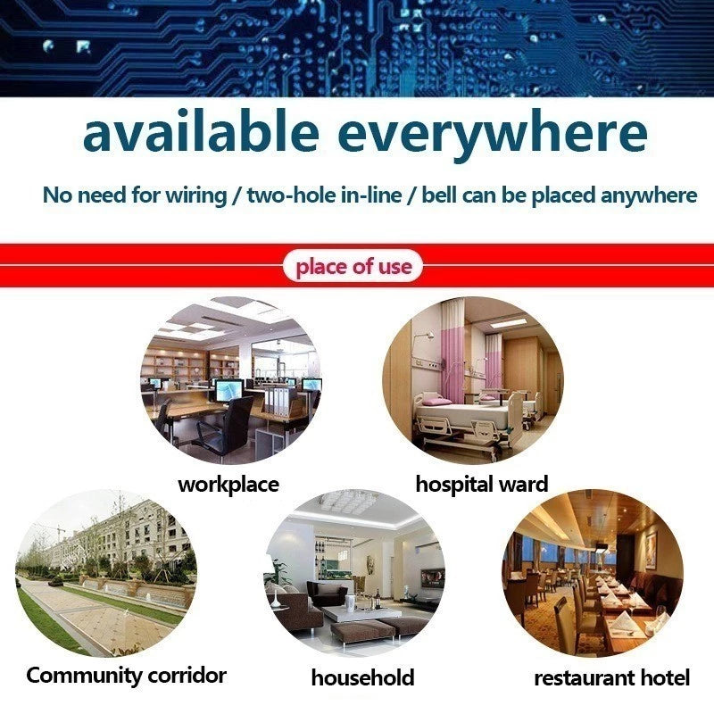 NWZ NZ-183 Mini Doorbell Door Chime Kit with Multiple Ringtones Receiver Transmitter Wireless Doorbell with up to 30M Wireless Range Battery Operated for School Home Office Hotel