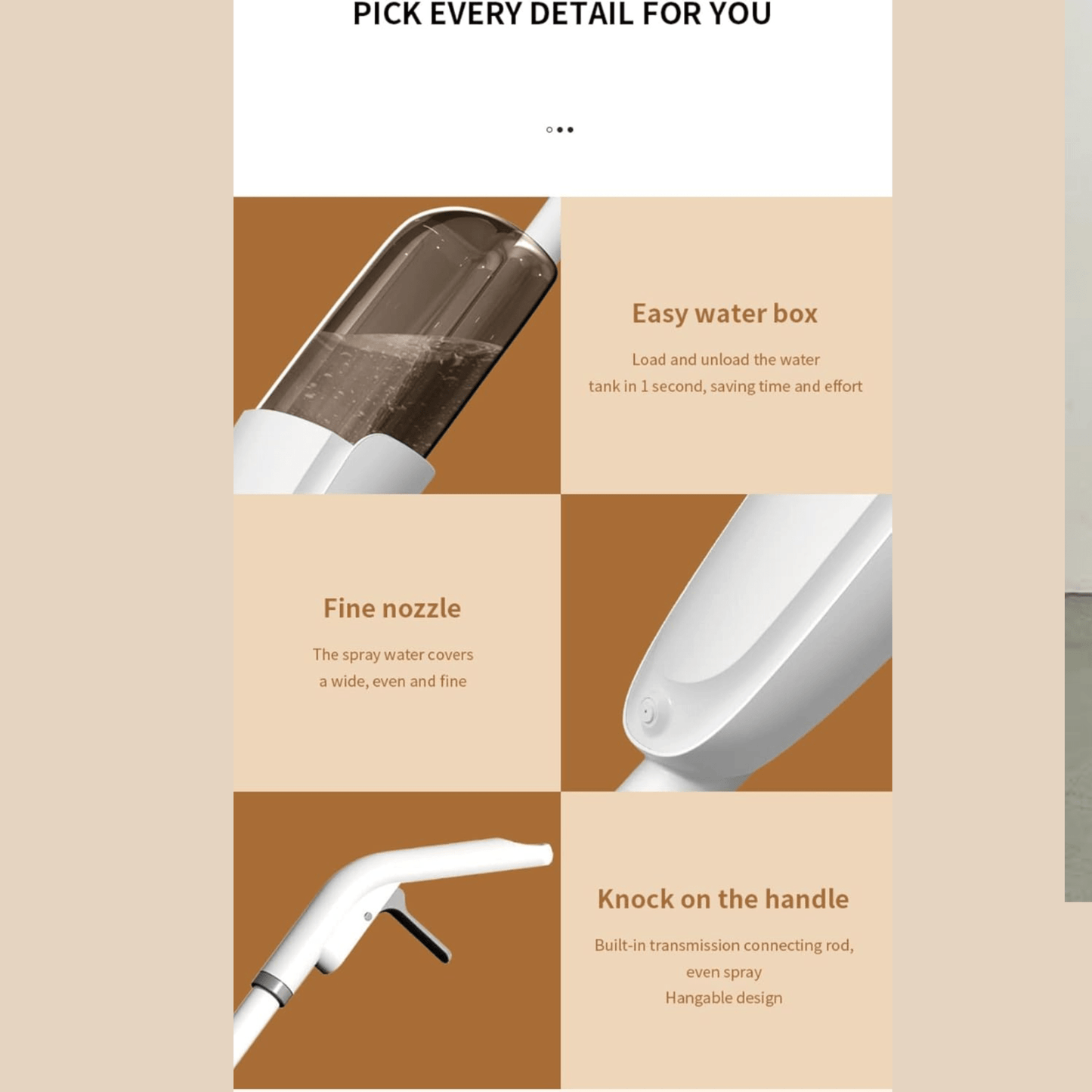 Spray Mop, Microfiber Floor Mop with Reusable Mop Pad and 350ml Water Bottle 360° Rotating Mop for Wet Dry Use for Laminate Wood Ceramic Tiles Floor Cleaning, 38CM - Gulybaba - Genuine products online Marketplace in Pakistan