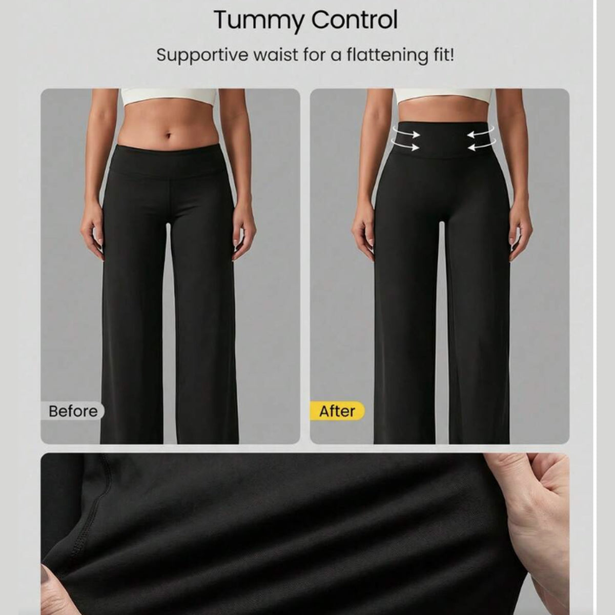 Women's High Waist Wide Leg Flare Yoga Pants – Black Tummy Control Scrunch Butt Lifting Bootcut Trousers with Flap Button Back Pockets | Stretchy Casual Office, Gym & Workout Palazzo Pants – Size L