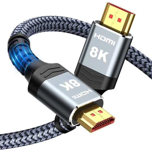 لمبی 8K HDMI کیبل 25FT/7.6M 48Gbps، ہائی وِنگز 2.1 ہائی سپیڈ گیمنگ کورڈ 4K@120Hz 8K@60Hz RTX 3090 eARC 3D PS5، UHD TV اور بلو رے پلیئر کے لیے ہم آہنگ