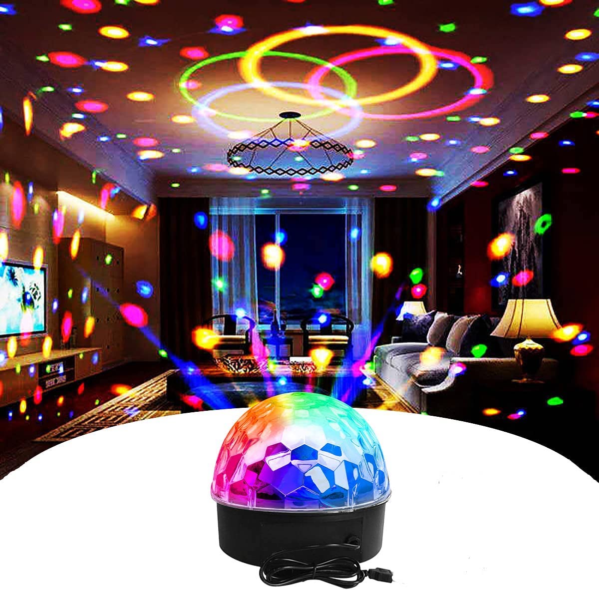 Betterware 20773 Disco Lights, Sound Activated Disco Ball Lights RGB Party Lights for Kids Birthday, Family Gathering,