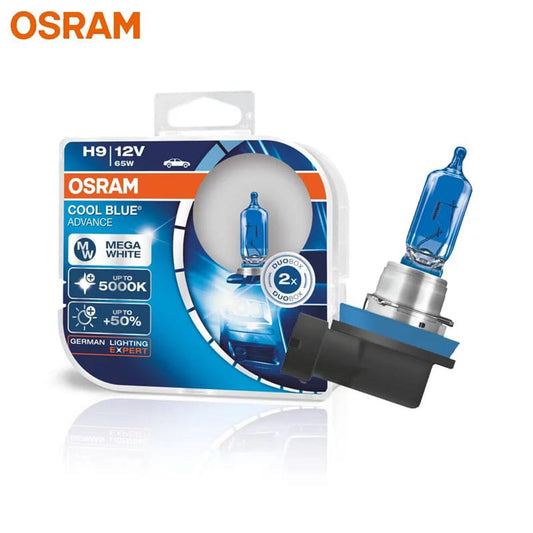 OSRAM H9 62213CBA ہالوجن کول بلیو ایڈوانس 12V 65W کار اوریجنل ہیڈلائٹ 5000K وائٹ لائٹ +50% روشن حقیقی لیمپ، جوڑا 