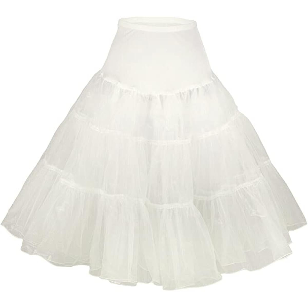 Tidetell Vintage Women's 50s Petticoat (XL White) Crinoline Tutu Underskirt 26" (FBA)