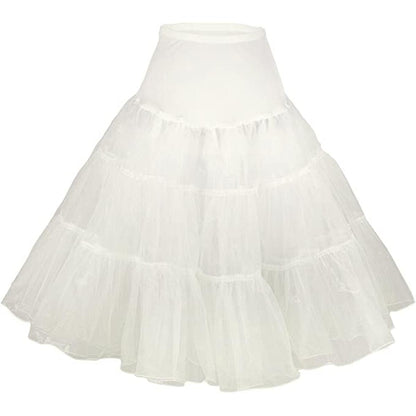 Tidetell Vintage Women's 50s Petticoat (XL White) Crinoline Tutu Underskirt 26" (FBA)