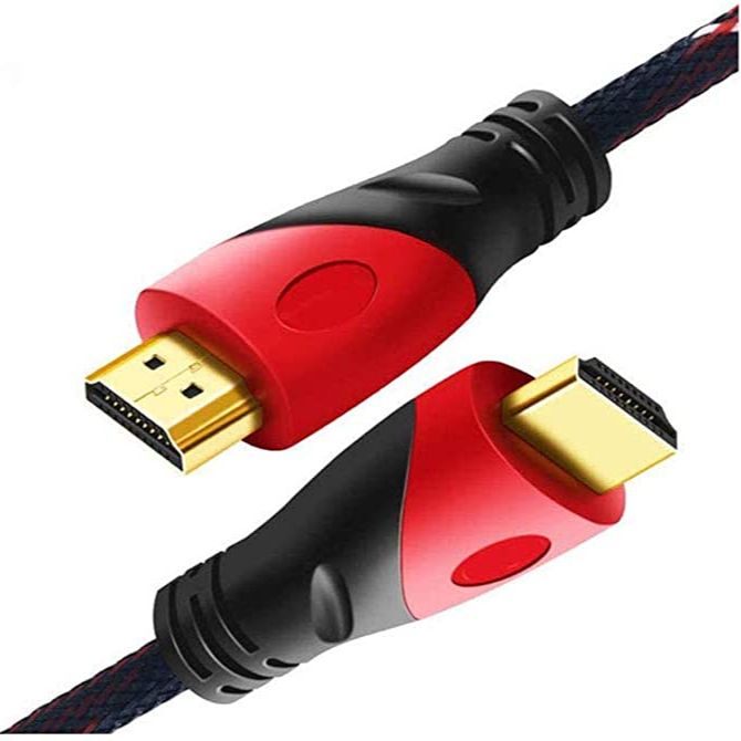 سرخ، سیاہ اور سفید میش کے ساتھ 1080p 1M ہائی سپیڈ HDMI کیبل گولڈ پلیٹڈ کنکشن